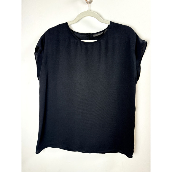 Halogen Classic Dark Feminine Flowy Minimalist Quiet Luxury Lightweight Blouse S - Picture 1 of 7